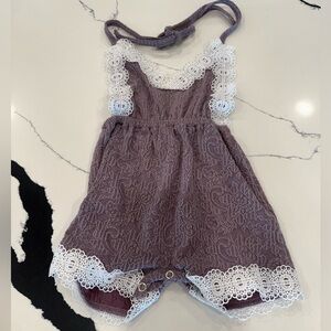 Bailey blossoms Purple Lace Trimmed Kids Romper
